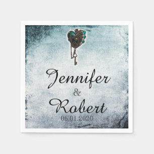 Steampunk Blauwgroen Hart Trouwservet Servet