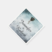 Steampunk Blauwgroen Hart Trouwservet Servet (Hoek)