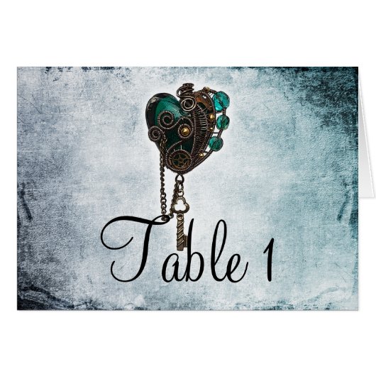 Steampunk Blauwgroen Heart Weddenschappen (Voorkant Horizontaal)