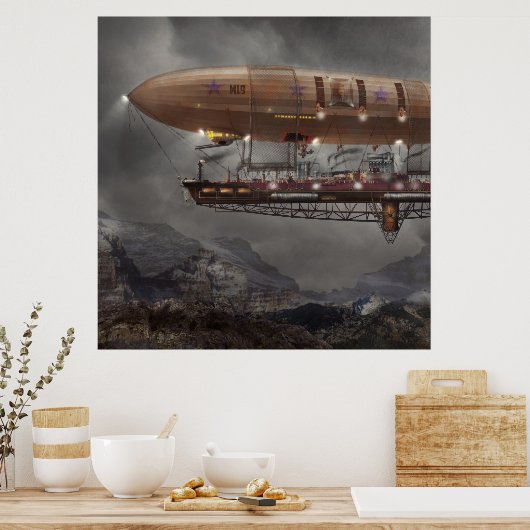 Steampunk - Blimp - Airship Maximus Poster (Keuken)