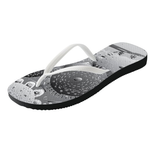 Steampunk blk&wht Mandalas Teenslippers (Schuin)