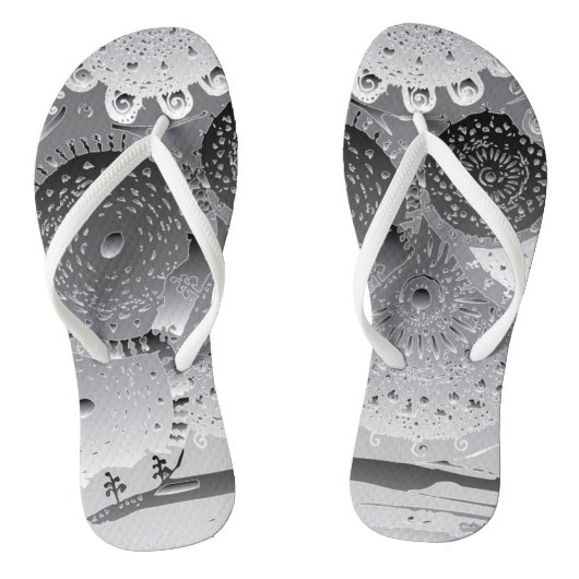 Steampunk blk&wht Mandalas Teenslippers (Voetbed)