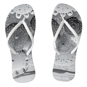Steampunk blk&wht Mandalas Teenslippers