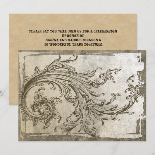 Steampunk Bloei Vintage Jubileum Uitnodiging (Voorkant / Achterkant)