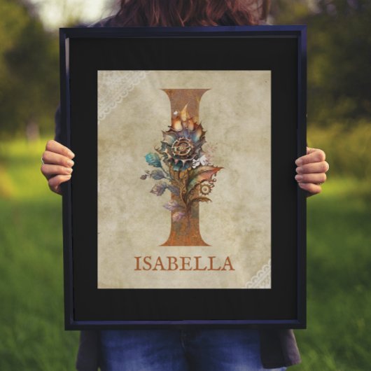 Steampunk Bloem Letter I Poster