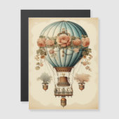  Steampunk Bloemen Blauwe Hete Luchtballon (Voorkant / Achterkant)