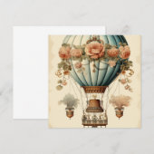 Steampunk Bloemen Blauwe Hete Luchtballon (Voorkant / Achterkant)