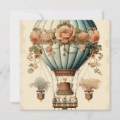 Steampunk Bloemen Blauwe Hete Luchtballon (Voorkant)
