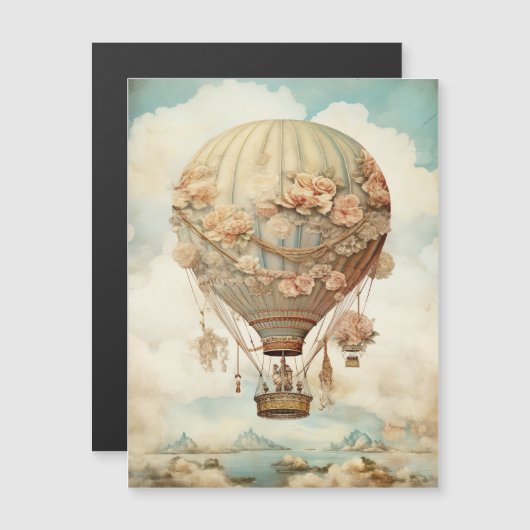 Steampunk Bloemen Blauwe Hete Luchtballon (2) (Voorkant / Achterkant)