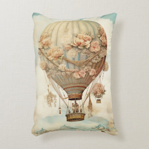 Steampunk Bloemen Blauwe Hete Luchtballon (2) Accent Kussen