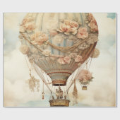  Steampunk Bloemen Blauwe Hete Luchtballon (2) Cadeaupapier (Vlak)