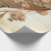  Steampunk Bloemen Blauwe Hete Luchtballon (2) Cadeaupapier (Hoek)