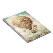  Steampunk Bloemen Blauwe Hete Luchtballon (2) Notitieboek (Rechterzijde)