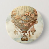  Steampunk Bloemen Blauwe Hete Luchtballon (2) Ronde Button 7,6 Cm (Voorkant)