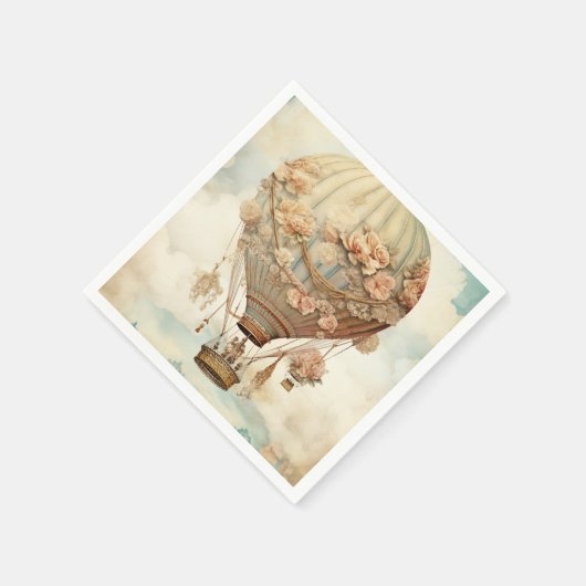 Steampunk Bloemen Blauwe Hete Luchtballon (2) Servet (Hoek)