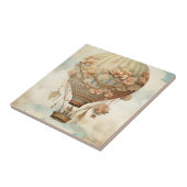 Steampunk Bloemen Blauwe Hete Luchtballon (2) Tegeltje (Zijkant)