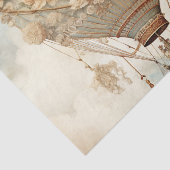  Steampunk Bloemen Blauwe Hete Luchtballon (2) Tissuepapier (Detail)