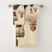  Steampunk Bloemen Blauwe Hete Luchtballon Bad Handdoek (Insitu)
