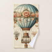 Steampunk Bloemen Blauwe Hete Luchtballon Bad Handdoek (Handdoek)