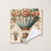  Steampunk Bloemen Blauwe Hete Luchtballon Bad Handdoek (Wasdoekje)