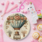  Steampunk Bloemen Blauwe Hete Luchtballon Papieren Bordje (Feest)