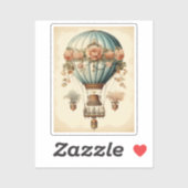  Steampunk Bloemen Blauwe Hete Luchtballon Sticker (Vel)