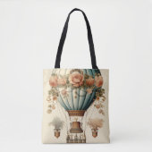  Steampunk Bloemen Blauwe Hete Luchtballon Tote Bag (Voorkant)