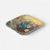 Steampunk Bloemen Decoratief Papieren Bordje (Gebogen)