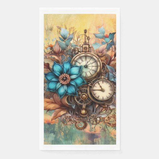 Steampunk Bloemen Decoratief Servet (Voorkant)