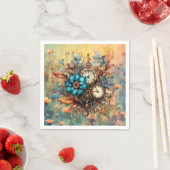 Steampunk Bloemen Decoratief Servet (Insitu)