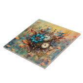 Steampunk Bloemen Decoratief Tegeltje (Zijkant)