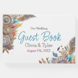 Steampunk, Bloemen en Veren Bruiloft Gastenboek