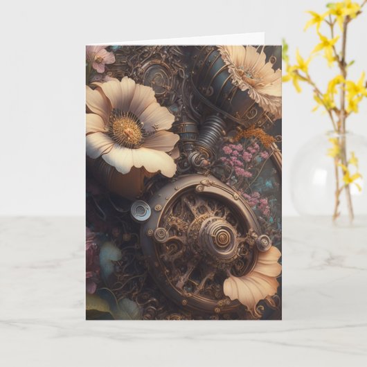 Steampunk Bloemen | Gewoon inchecken Kaart (Gele Bloem)