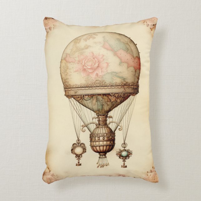  Steampunk Bloemen Hete Luchtballon Accent Kussen (Voorkant(Verticaal))