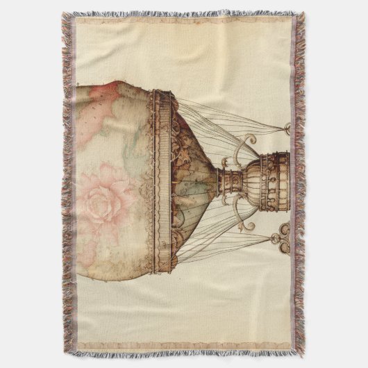 Steampunk Bloemen Hete Luchtballon Deken (Voorkant Verticaal)
