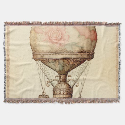 Steampunk Bloemen Hete Luchtballon Deken (Voorkant)