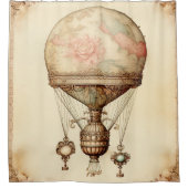  Steampunk Bloemen Hete Luchtballon Douchegordijn (Voorkant)