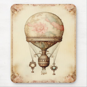 Steampunk Bloemen Hete Luchtballon Muismat