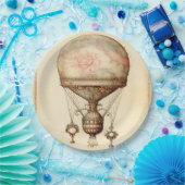 Steampunk Bloemen Hete Luchtballon Papieren Bordje (Feest)