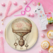 Steampunk Bloemen Hete Luchtballon Papieren Bordje (Feest)