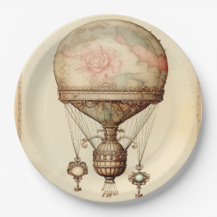  Steampunk Bloemen Hete Luchtballon Papieren Bordje