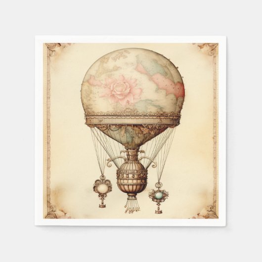 Steampunk Bloemen Hete Luchtballon Servet (Voorkant)