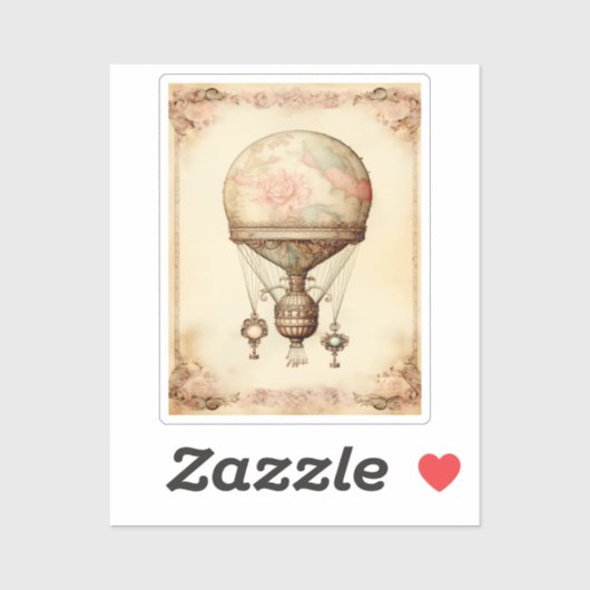  Steampunk Bloemen Hete Luchtballon Sticker (Vel)