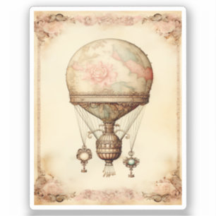 Steampunk Bloemen Hete Luchtballon Sticker