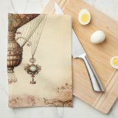 Steampunk Bloemen Hete Luchtballon Theedoek (Quarter Fold)