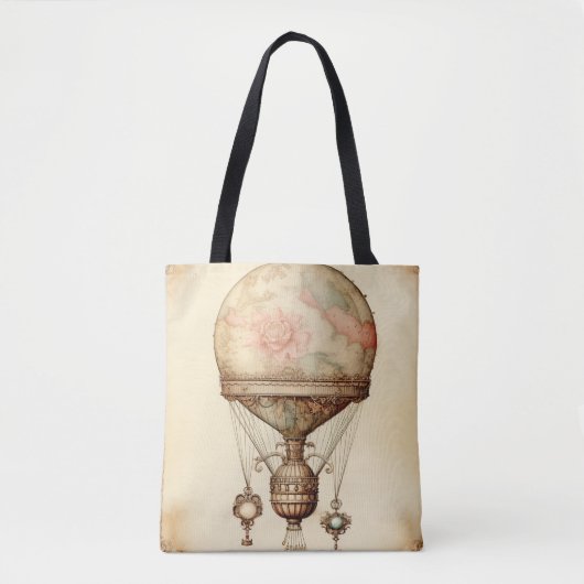 Steampunk Bloemen Hete Luchtballon Tote Bag (Voorkant)