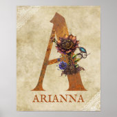 Steampunk Bloemen letter A Poster (Voorkant)
