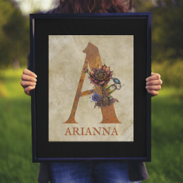 Steampunk Bloemen letter A Poster
