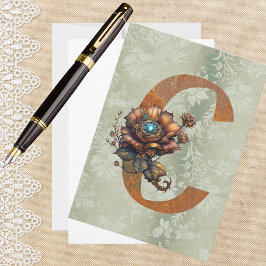 Steampunk Bloemen Letter C Note Cards Notitiekaartje