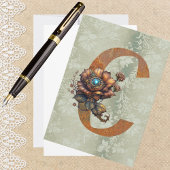 Steampunk Bloemen Letter C Note Cards Notitiekaartje